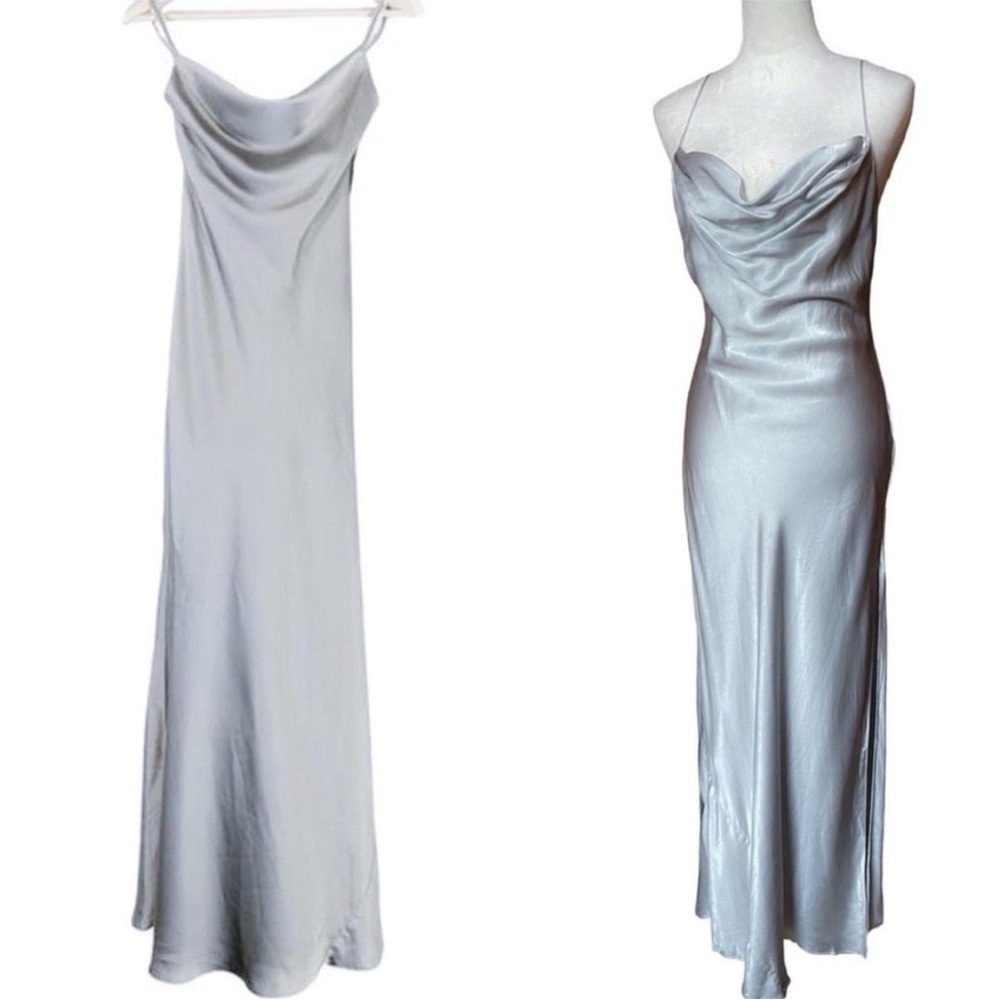 Vintage Victorias Secret Silk Silver Open Back Gown